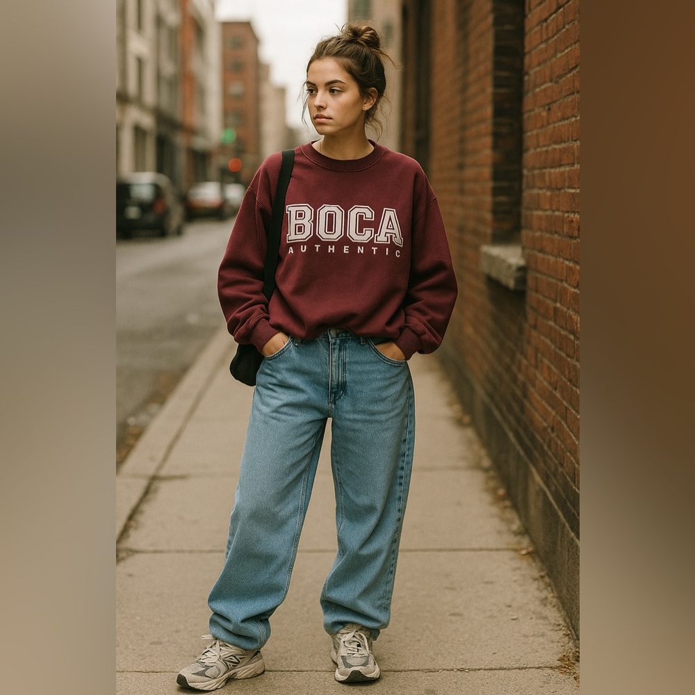 BOCA Authentic Oversized Burgundy Sweatshirt — Made in Canada